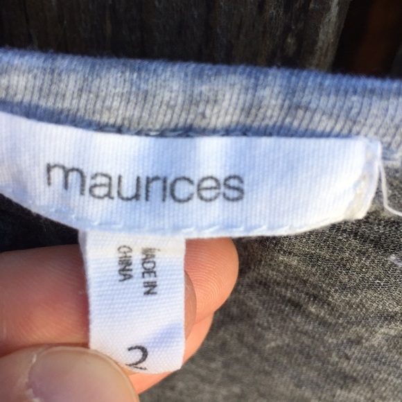 Maurice’s Plus 2 Top Tee Raglan  Baseball Gray 2X - Picture 2 of 5